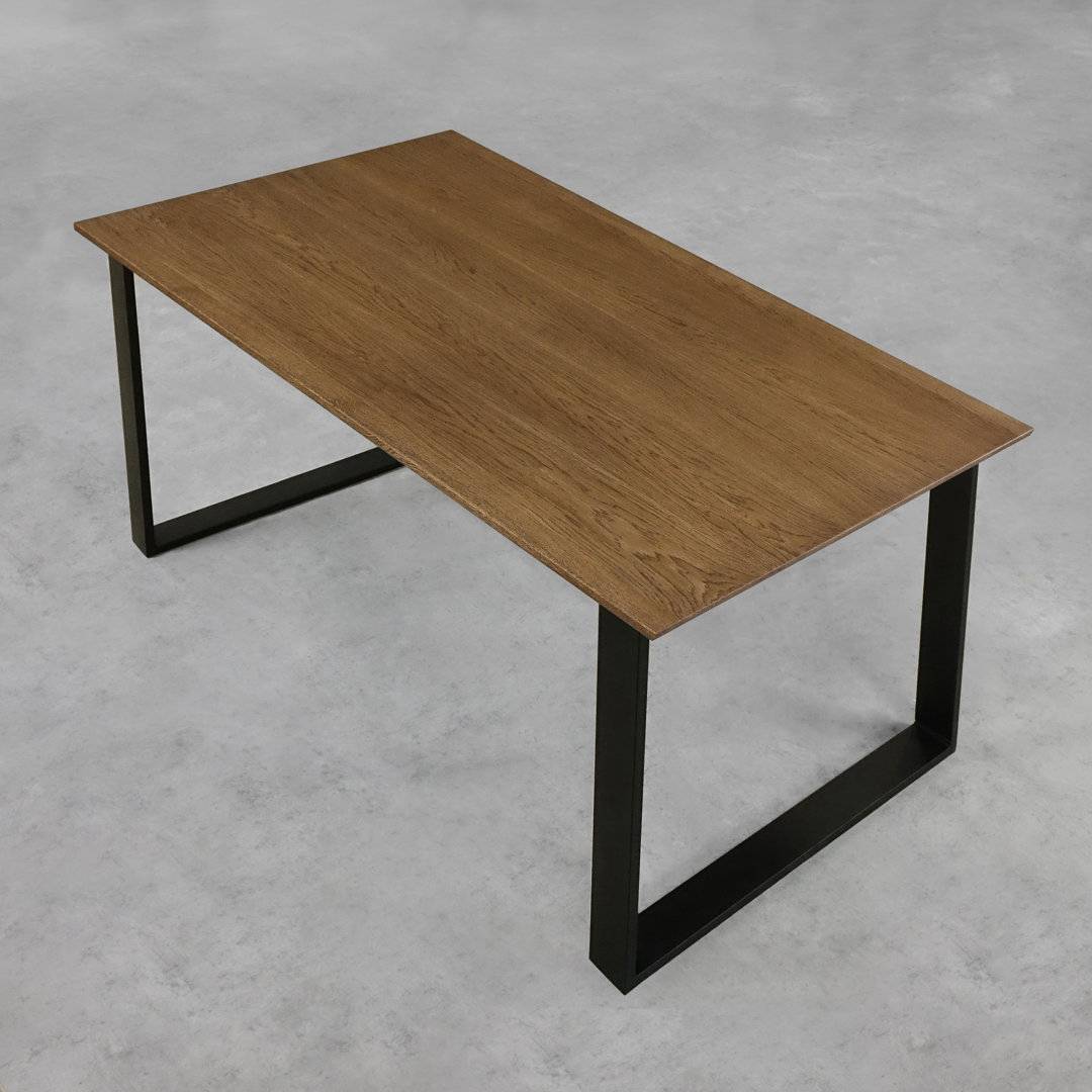 Latitude Run Rectangular Steel Base Dining Table Brown Oil Dining Table 90x180cm