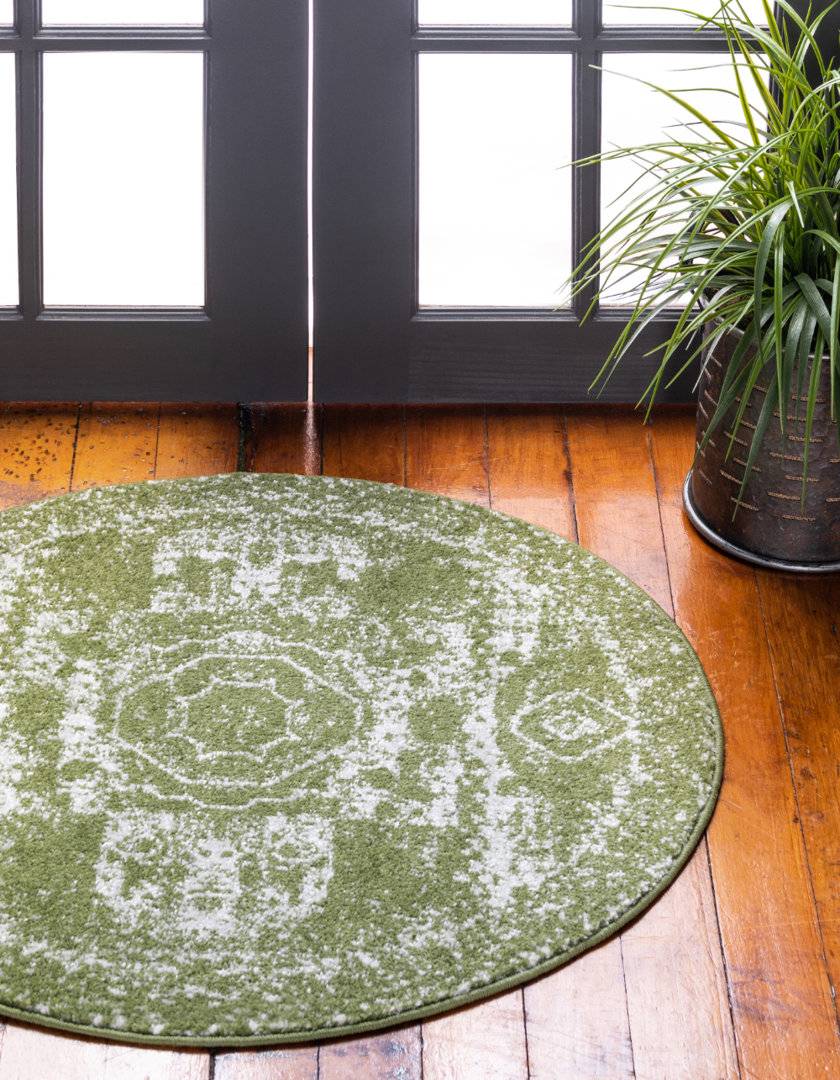 Blue Elephant Geometric Area Rug