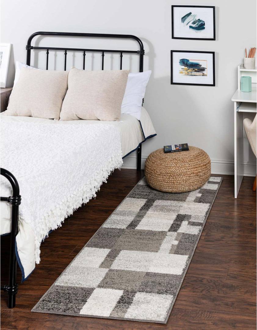 Blue Elephant Geometric Area Rug cm