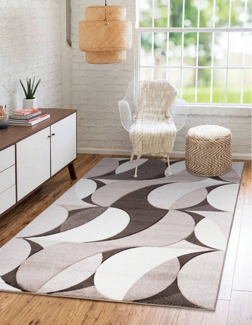 Brayden Studio Modern Geometric Area Rug Soft Machine Beige cm