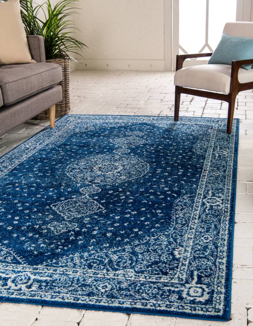 Blue Elephant Pat Rug