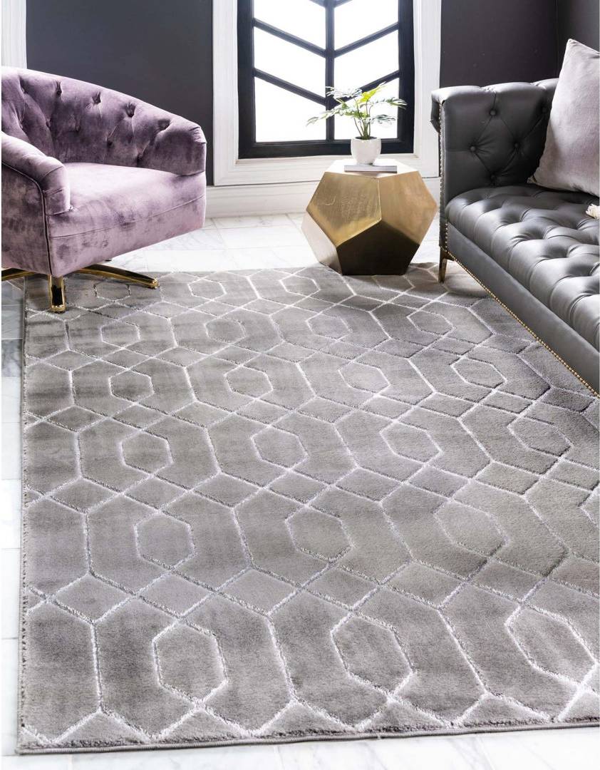 Blue Elephant Geometric Area Rug Grey cm