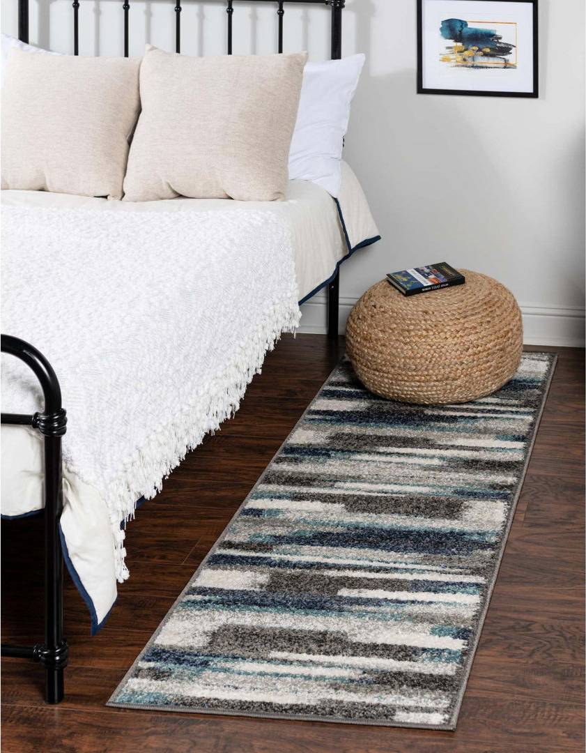 Blue Elephant Abstract Area Rug Blue cm