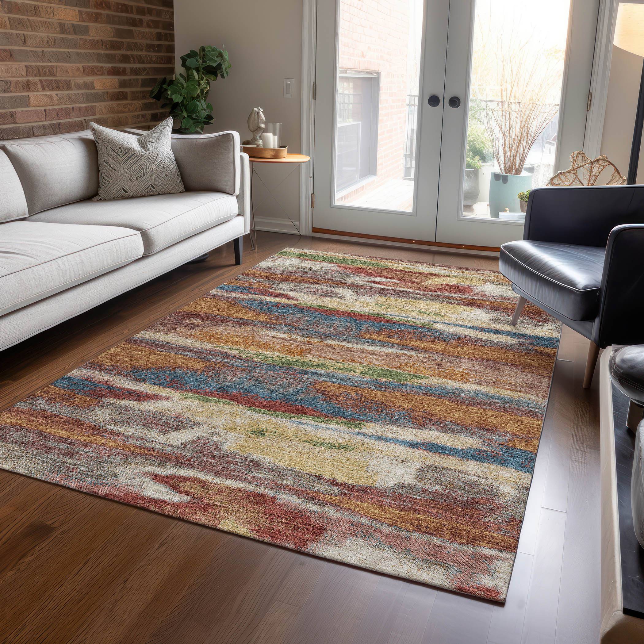 Addison Rugs ACN942PK 5-ft x 3-ft Loomed Polyester Rug Red, Orange