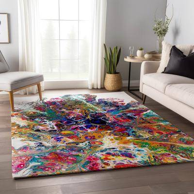 Addison Rugs Premium Washable Super Soft Abstract Contemporary Mayfield Rug Multicolor, Blue