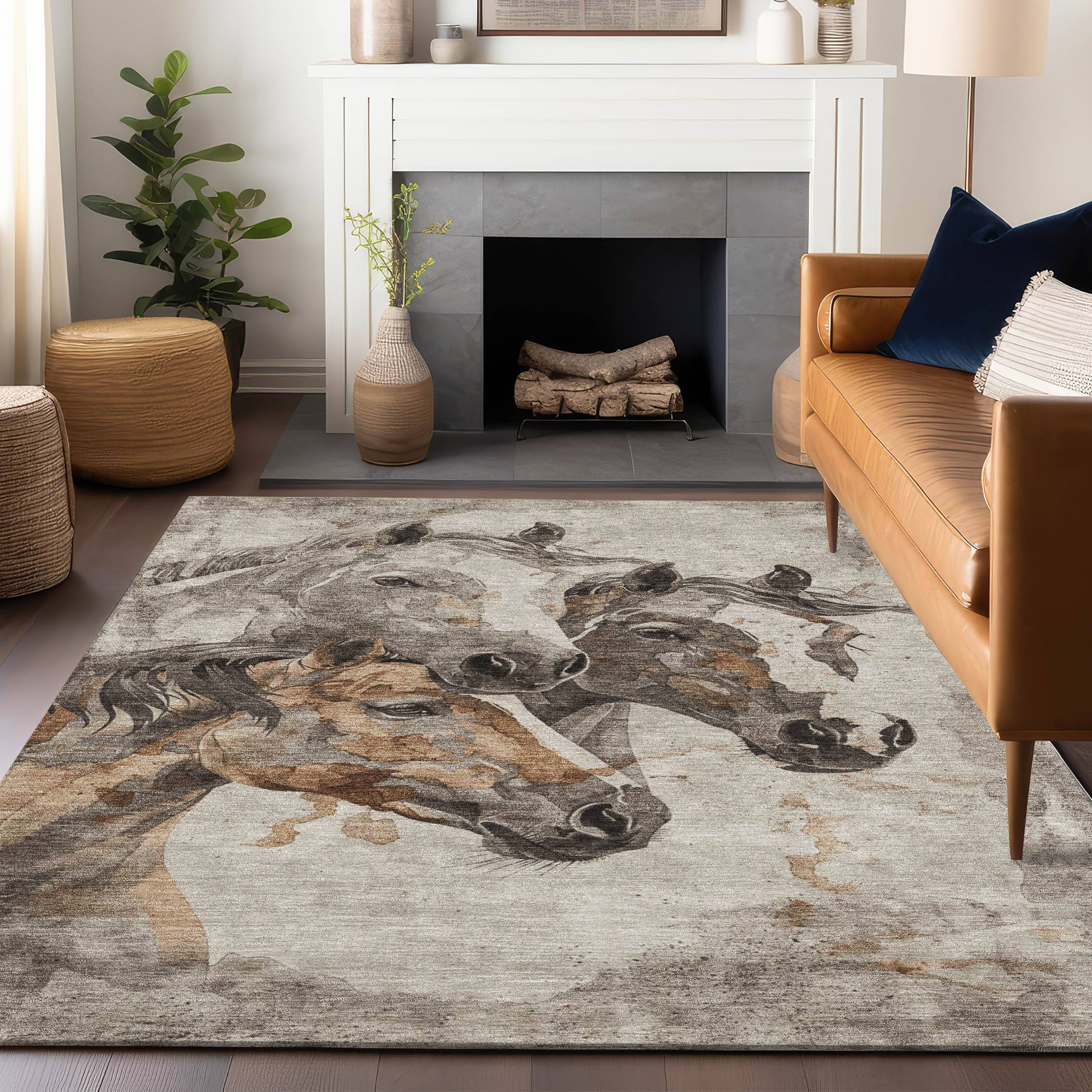 Addison Rugs Chantille ACN1718BG 5-ft x 3-ft Loomed Polyester Beige Rectangular Indoor Rug Beige, Brown