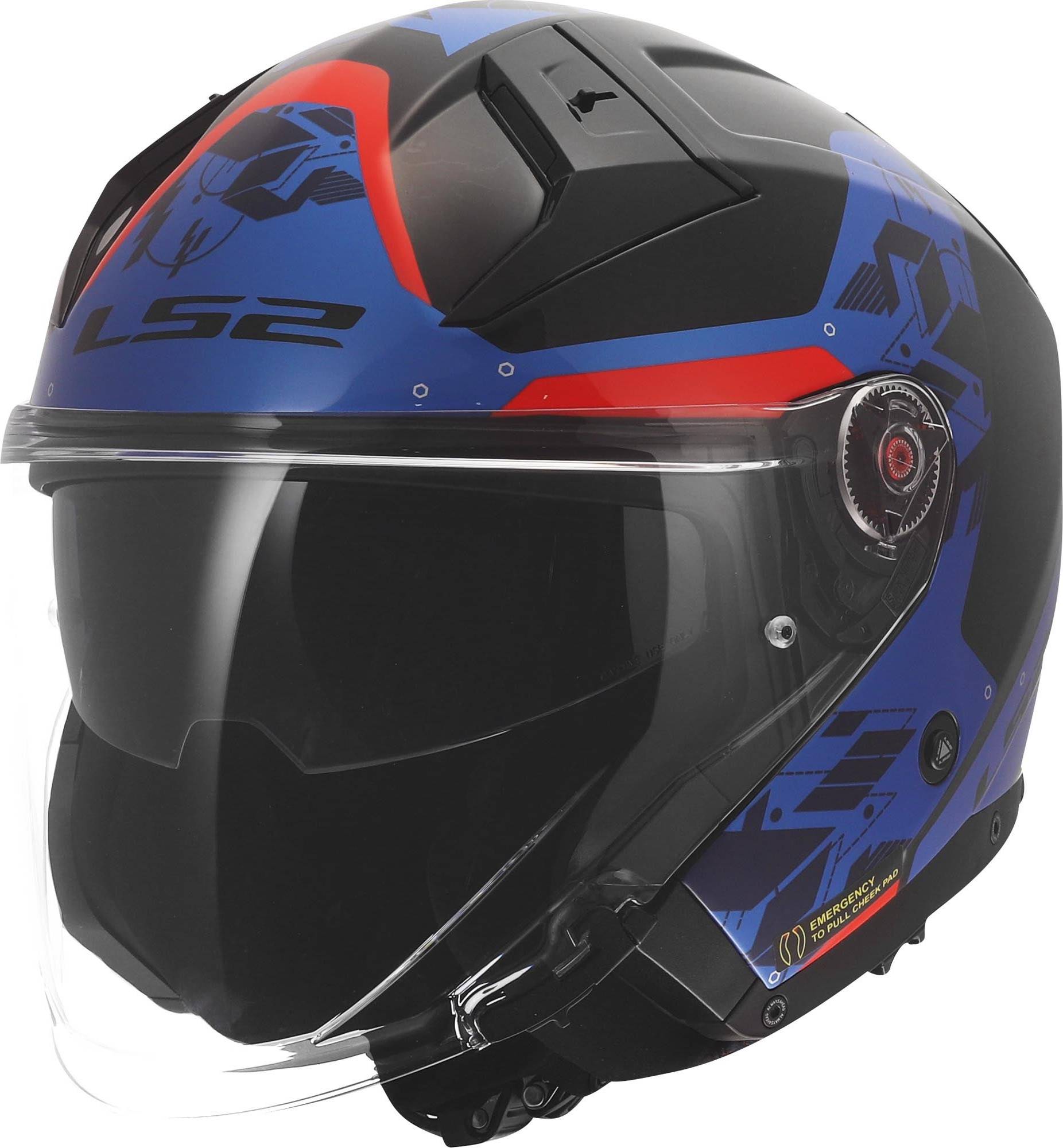 LS2 Infinity II Open Face Helmet - Blue/RedM