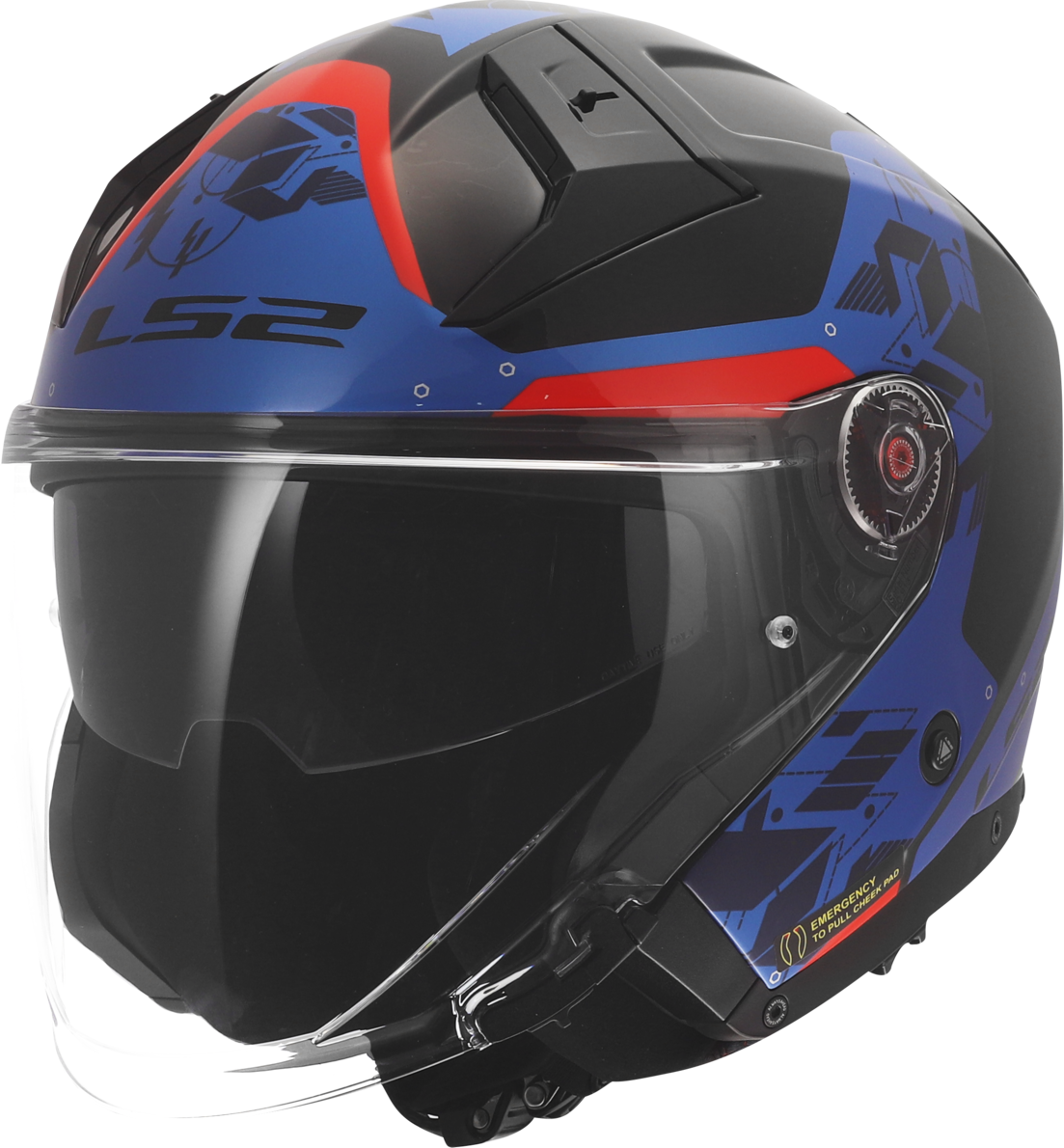 LS2 Infinity II Open Face Helmet - Blue/Red