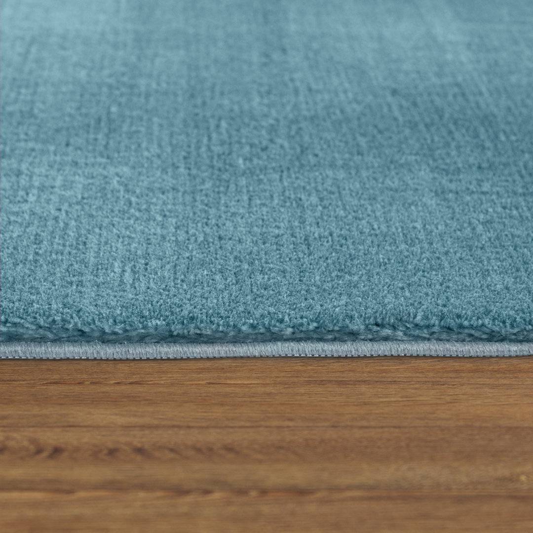 Brayden Studio Cretien 100% Polyester Outdoor Rug Turquoise