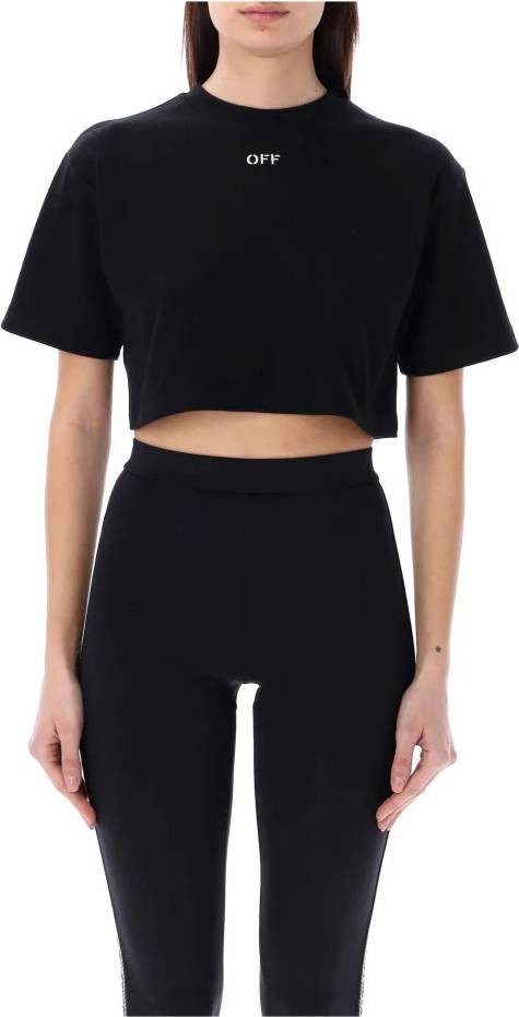 Off-White Off Stamp Rib Cropped Tee Toppar - Off White