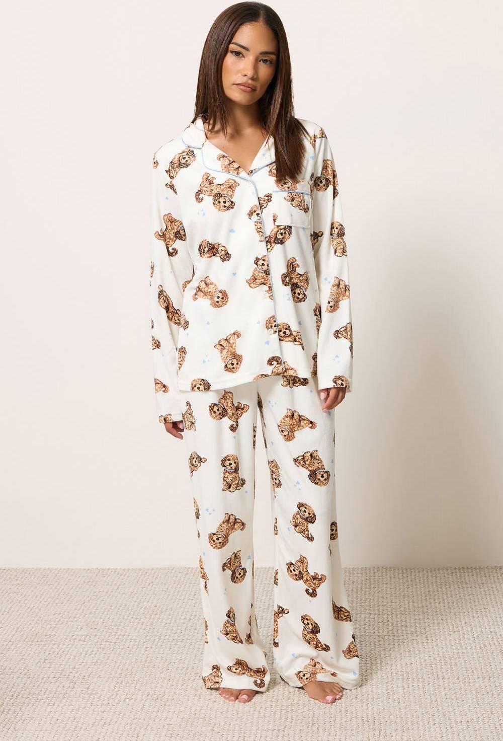 PixieGirl Petite Cockapoo Print Pyjama Set - Ivory