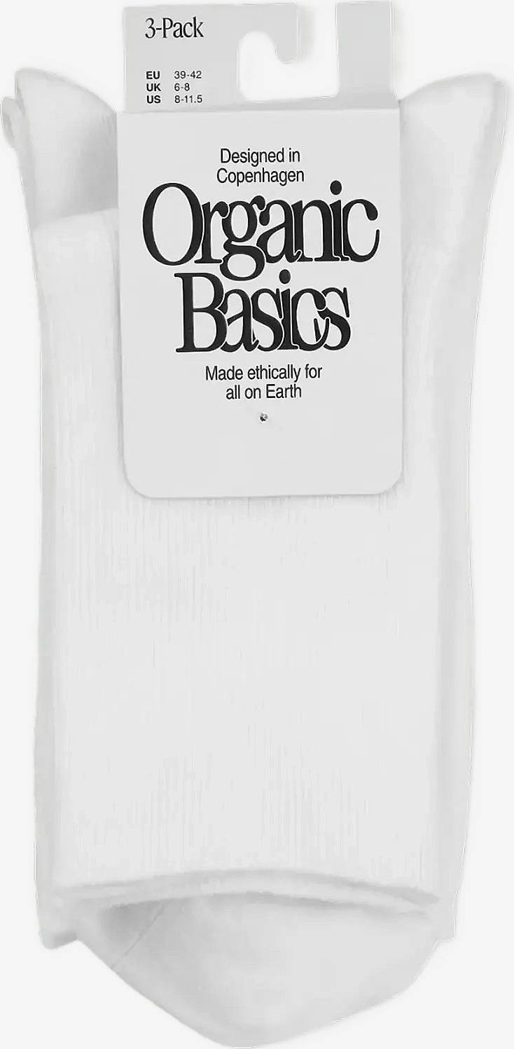 Organic Basics Core Crew Rib Socks 3-Pack - White
