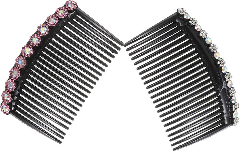Plastic Rhinestone Hair Combs Non Slip Bang Clips 2pcs
