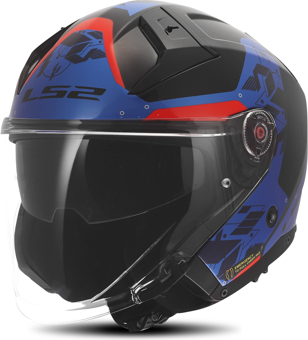 LS2 Infinity II Open Face Helmet - Blue/Red