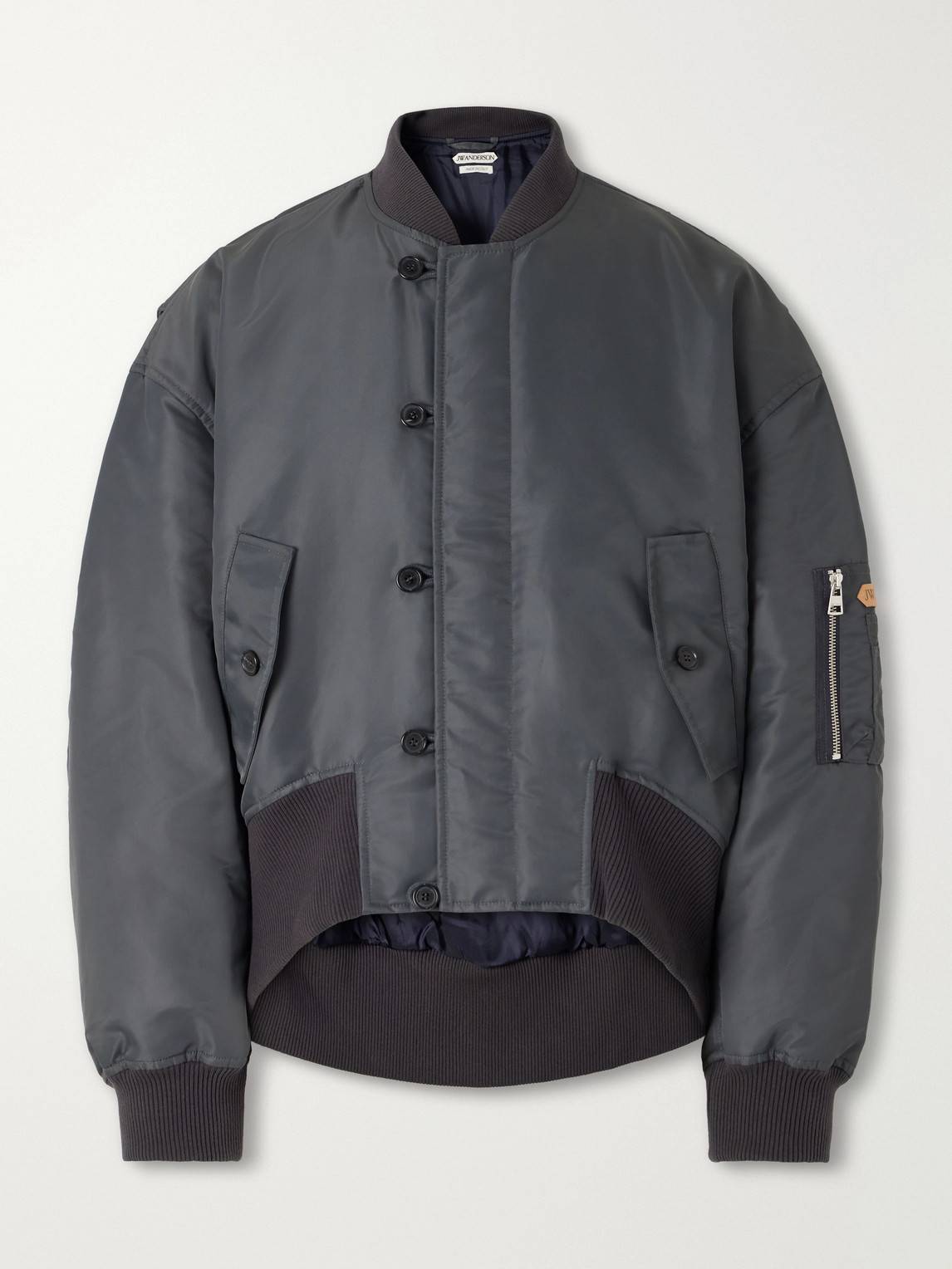 JW Anderson Rib-Trimmed Shell Bomber Jacket - Gray