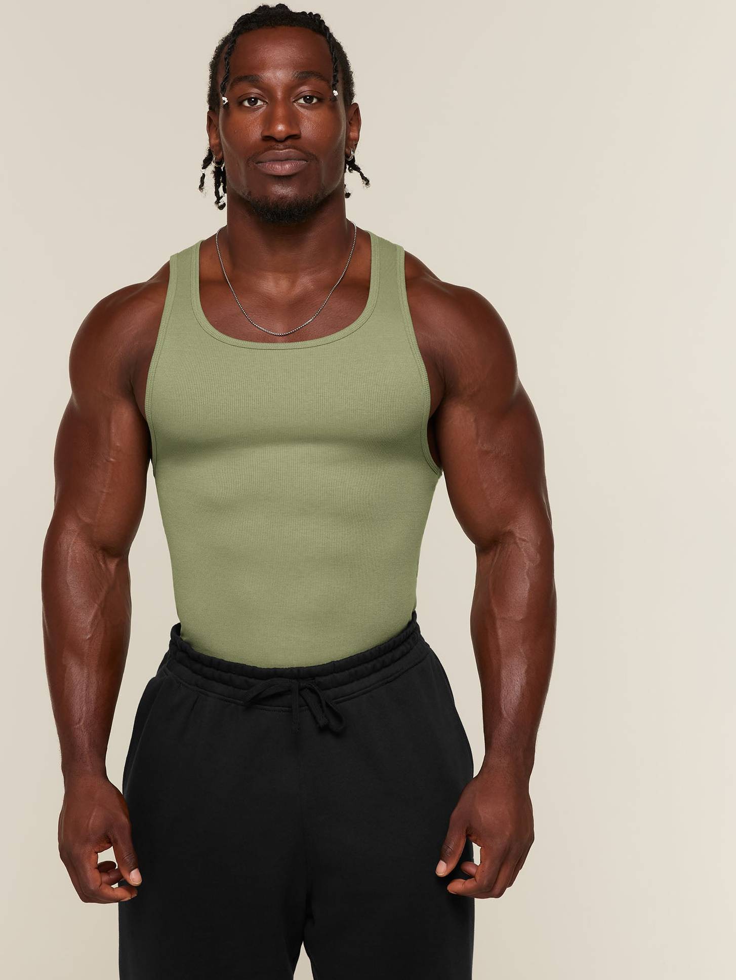 Gymshark Ribbed Tank Grounded Green Extra Large