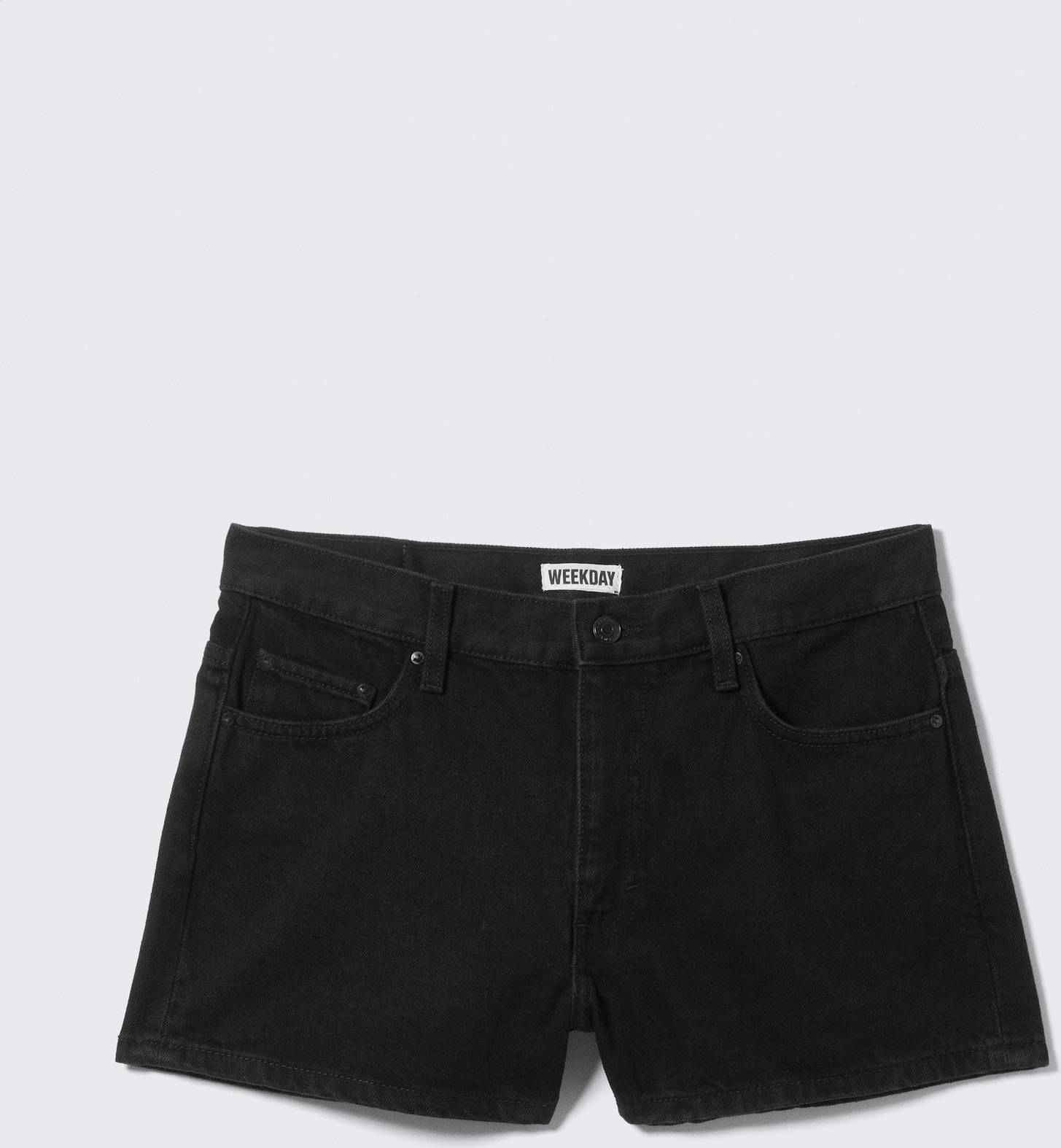 Weekday Duchess Low Rise Distressed Mini Denim Shorts