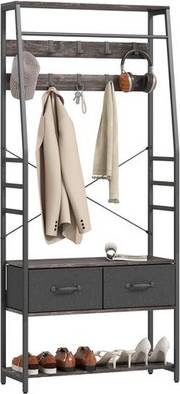Homcom Coat Rack With Shoe Storage Grey