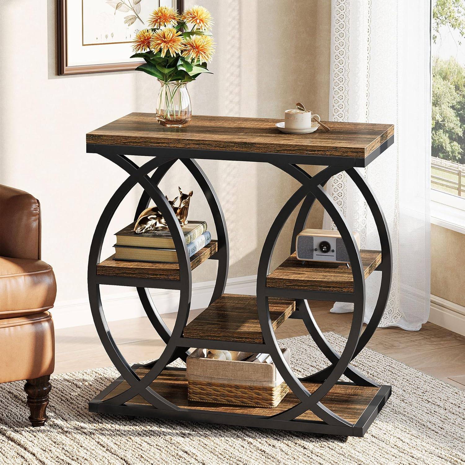 4-Shelf Side End Table With Storage