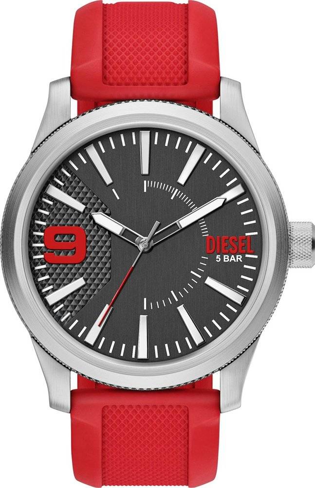 Diesel Rasp Nsbb Three-Hand Red Silicone Watch