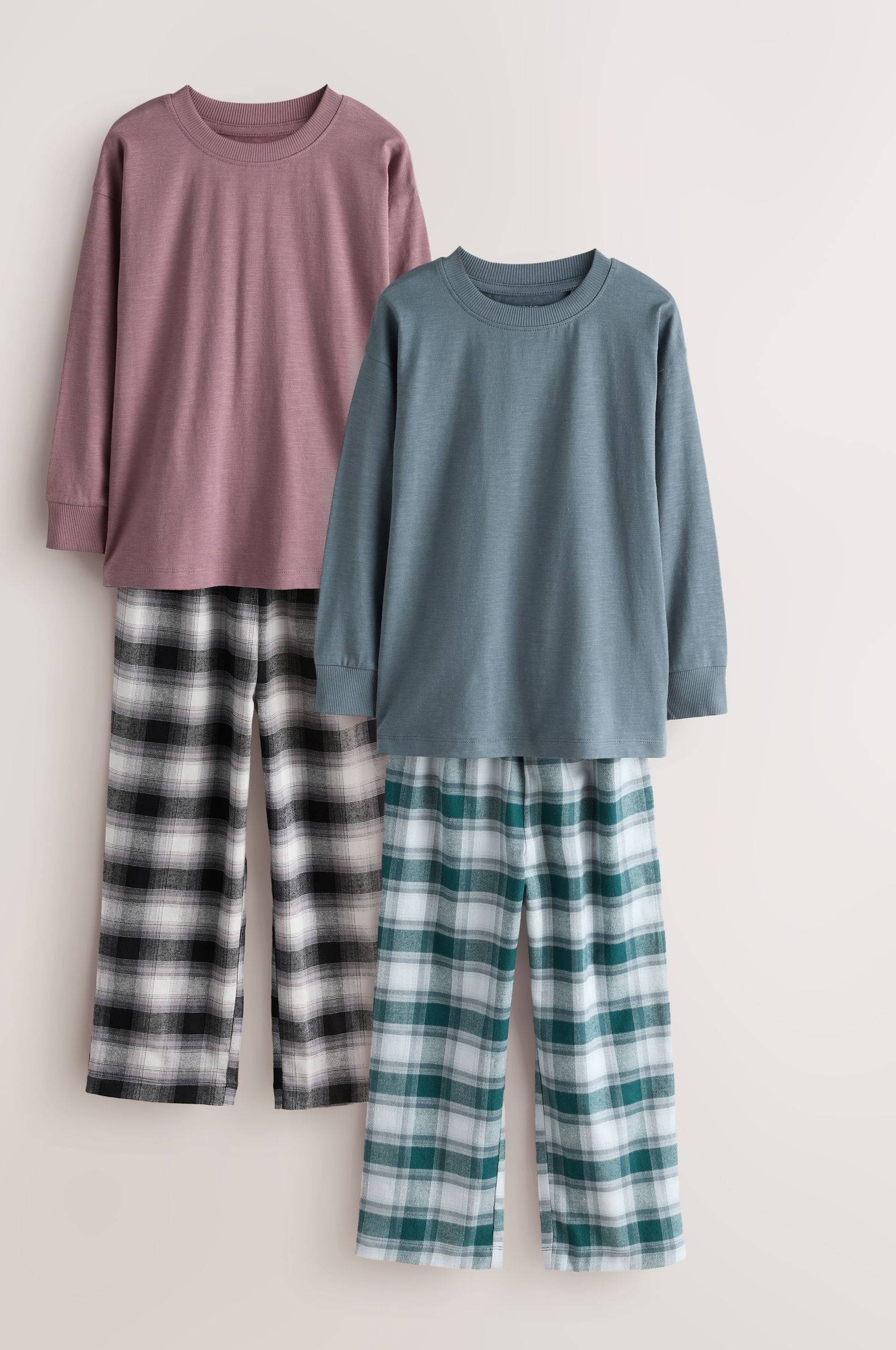 NEXT Långärmad Vävd Rutig Pyjamas 2 Pack