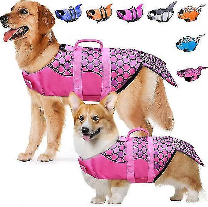 Portable Adjustable Dog Life Jacket Vest With Rescue Handle - Pink
