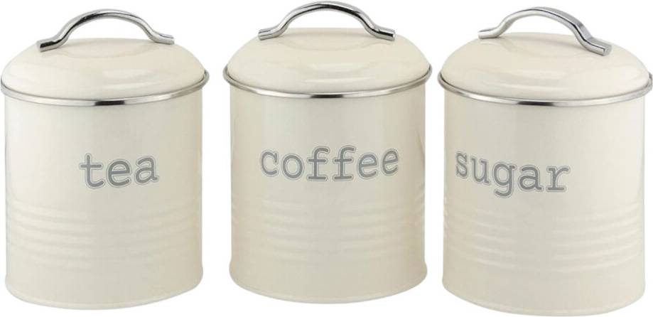 Apollo Round Cream Kitchen Canister Set Of 3 Kitchen Storage 3pcs