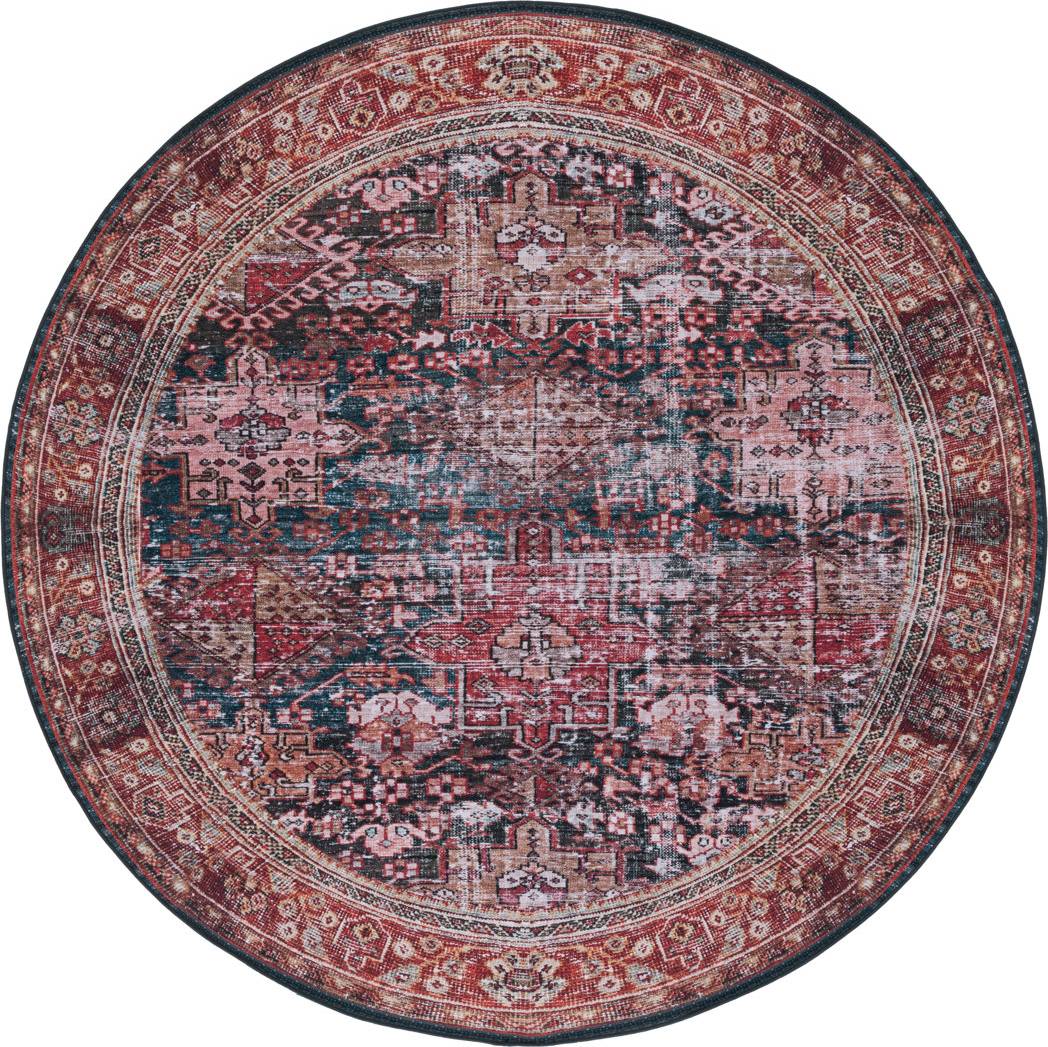 Vintage Look Machine Non Slip Rug Round 122 cm