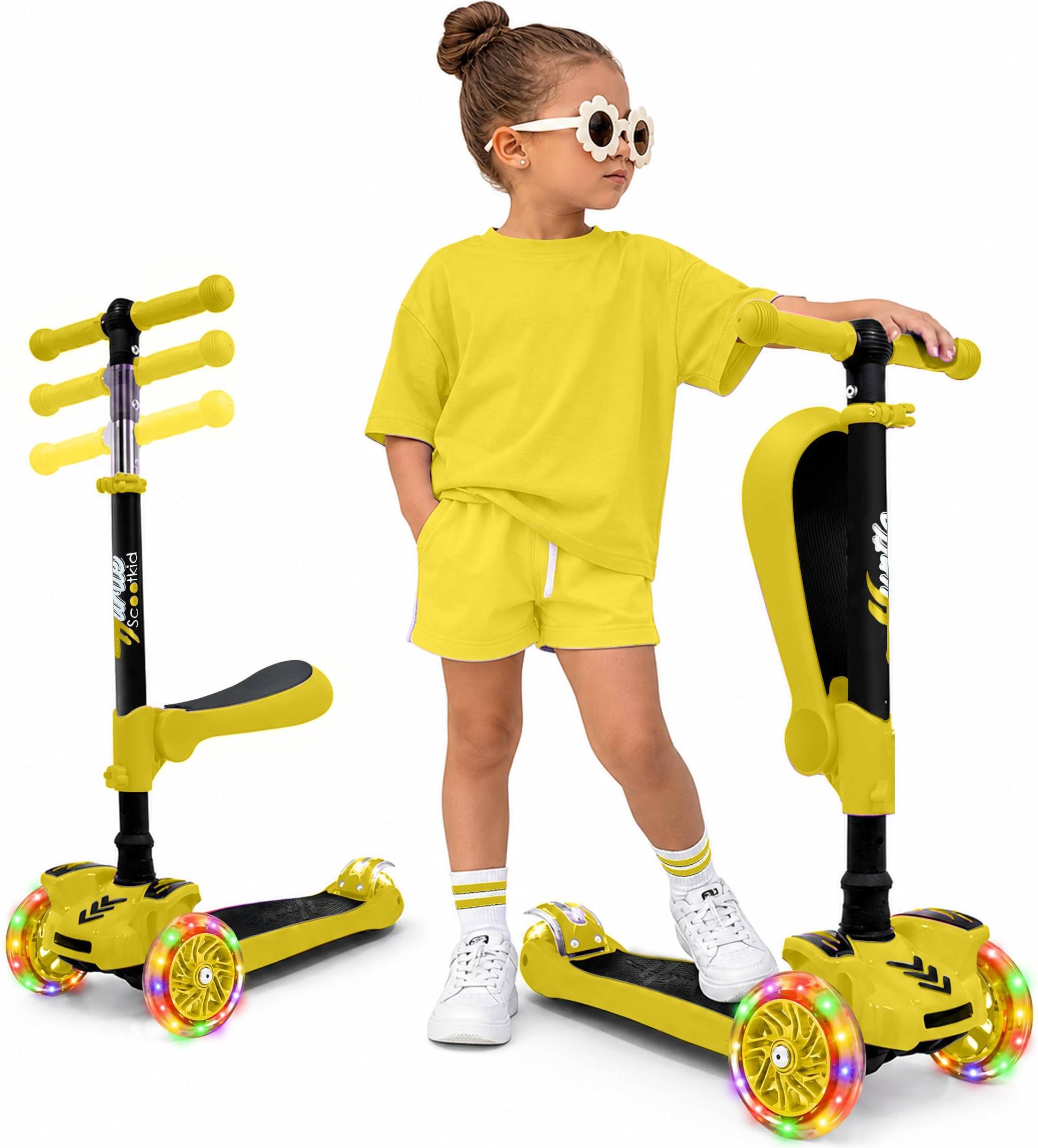 3-Rad Kinderroller mit Klappsitz LED-Rädern