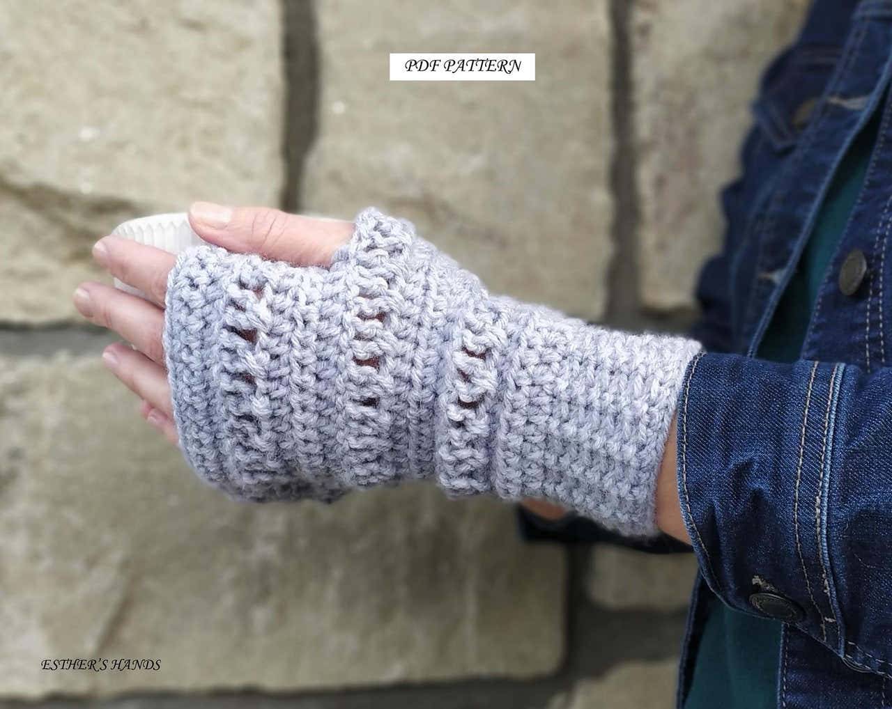 Crochet Audrey Fingerless Mittens PDF Pattern