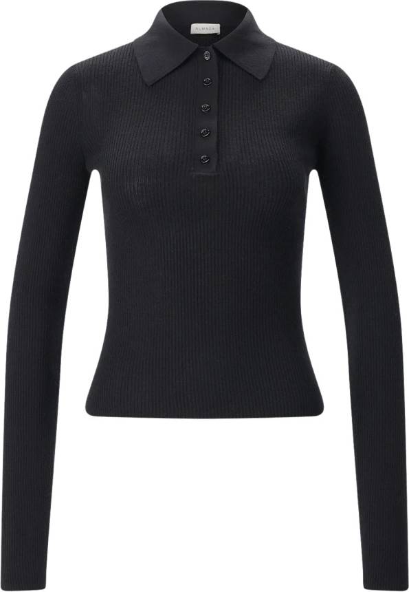 Almada Label Rib Top Uld - Sort