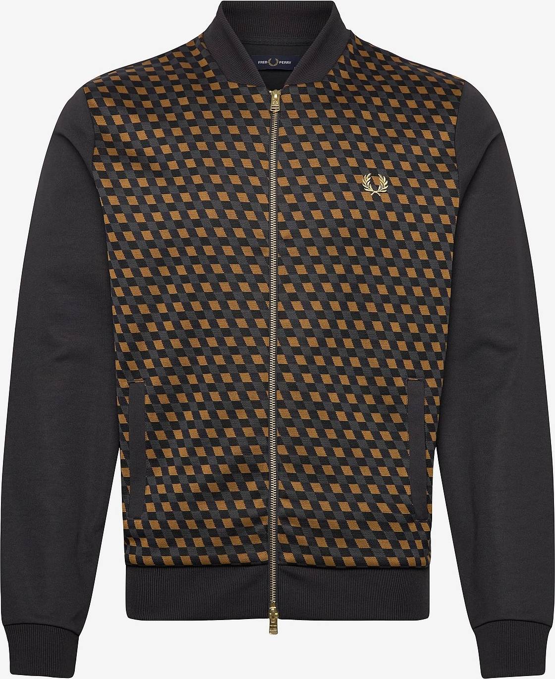 Fred Perry Geometric Track Jacket - Grey