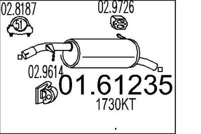MTS 01.61235 Rear Exhaust Back Box Silencer