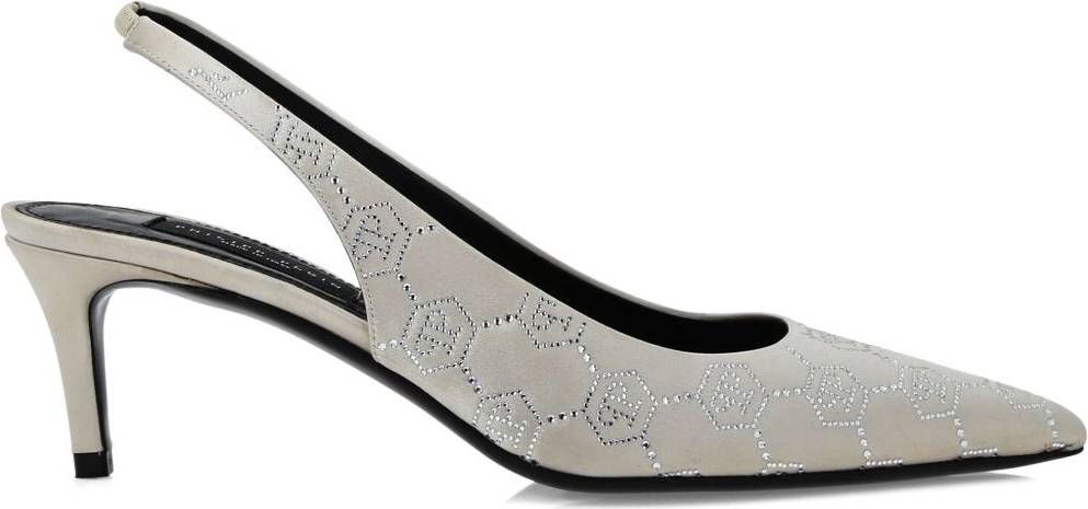 Philipp Plein 55mm Rhinestone Monogram Slingback Pumps - Neutrals