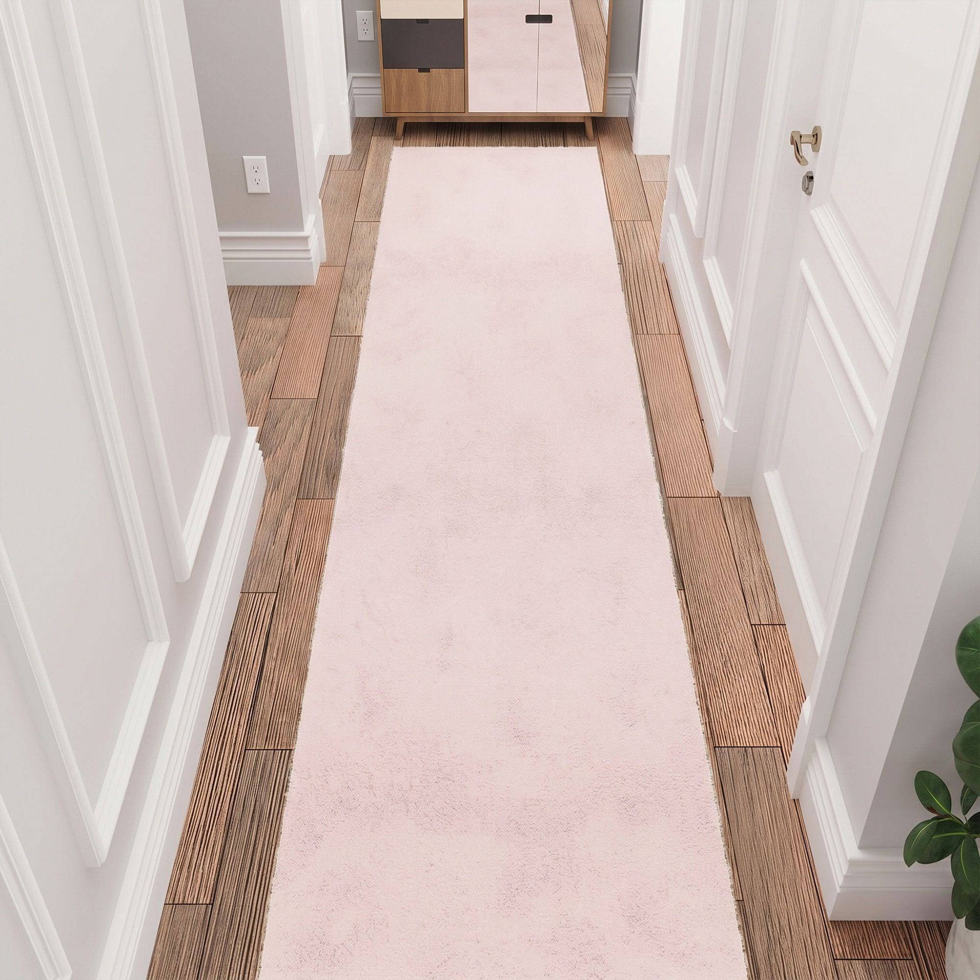 Ottomanson Loomed Polyester Blush Shag Runner Rug 2-ft x 9-ft Pink