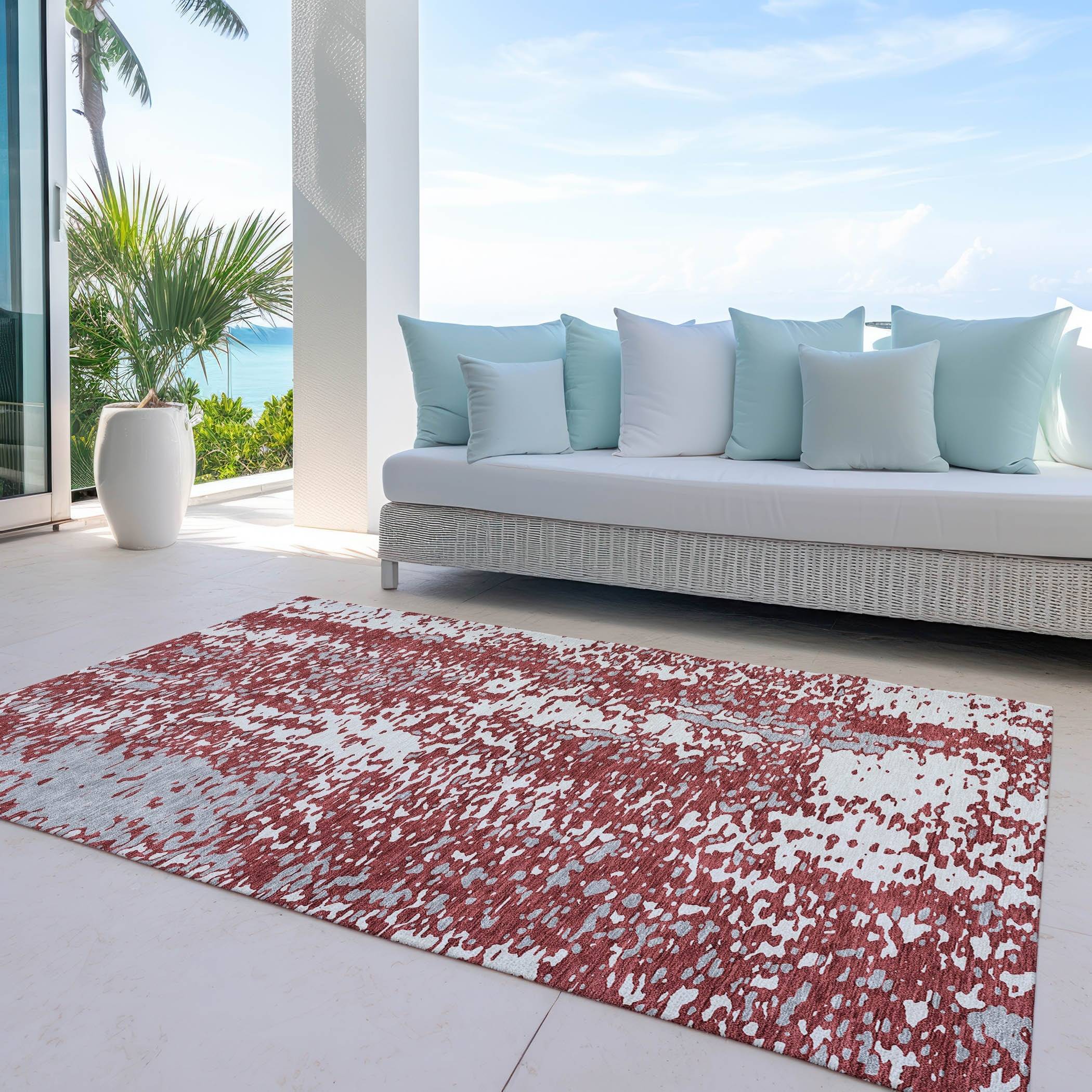Addison Rugs Modern Abstract Chantille Rug 3-ft x 5-ft Red