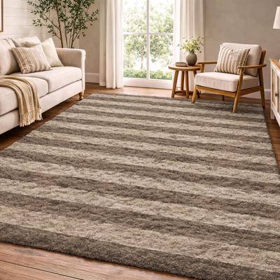 Addison Rugs Premium Washable Super Soft Harbor Stripe Dream Shag Rug