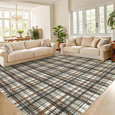 Garvee Timeless Check Washable Area Rug