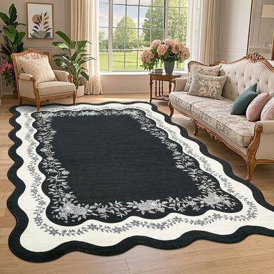 Garvee Surrounding Floral Border Area Rug