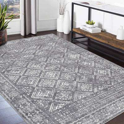 Garvee Vintage Geometric Block Distressed Area Rug