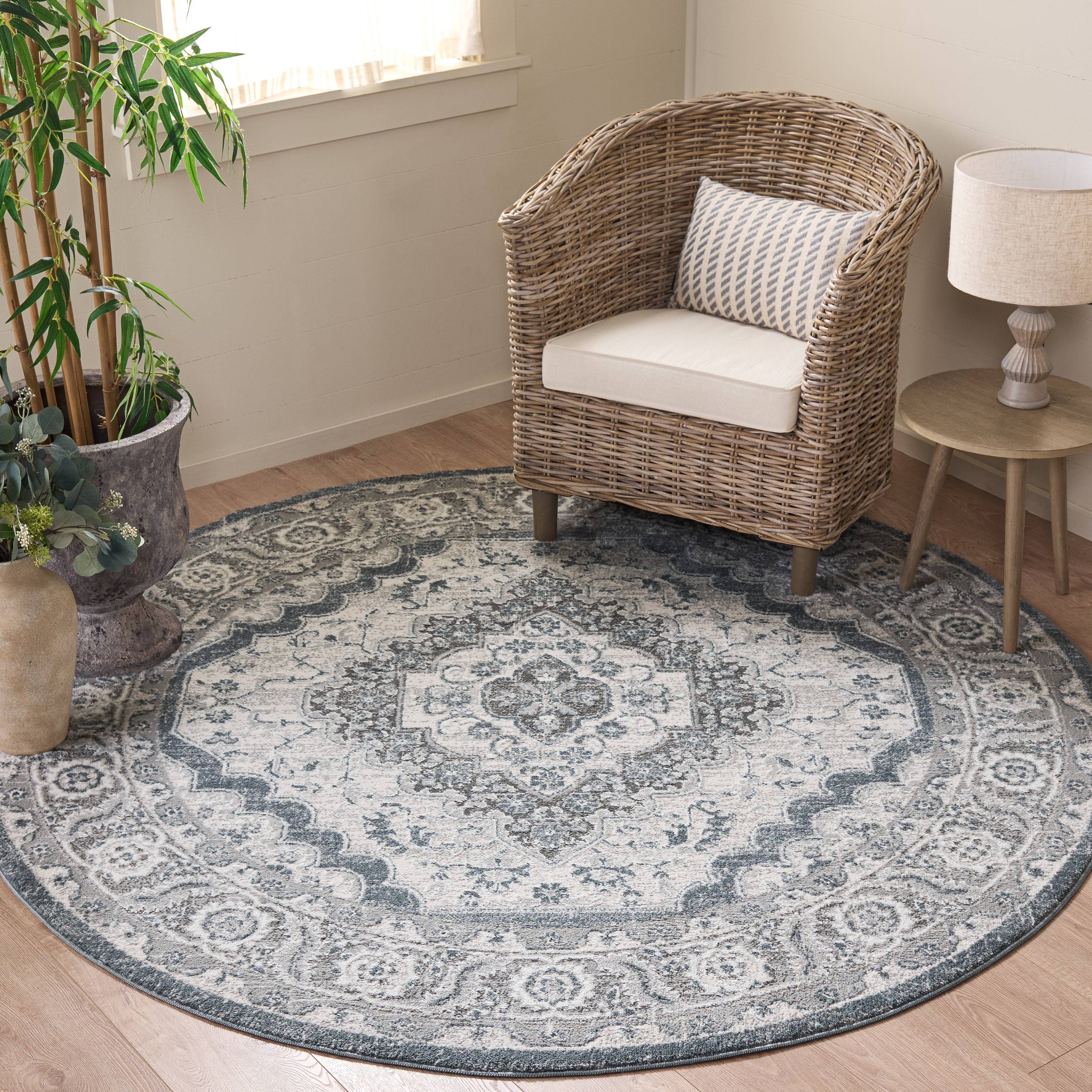 Safavieh Lunara 7 Inch Round Ivory Rug Multicolor, Blue