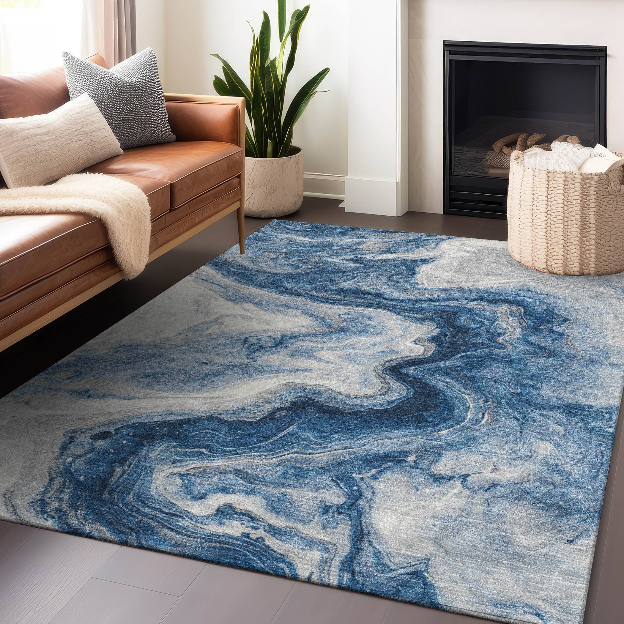 Addison Rugs Chantille ACN1706NA 8-ft x 10-ft Loomed Polyester Navy Rectangular Indoor Rug Blue