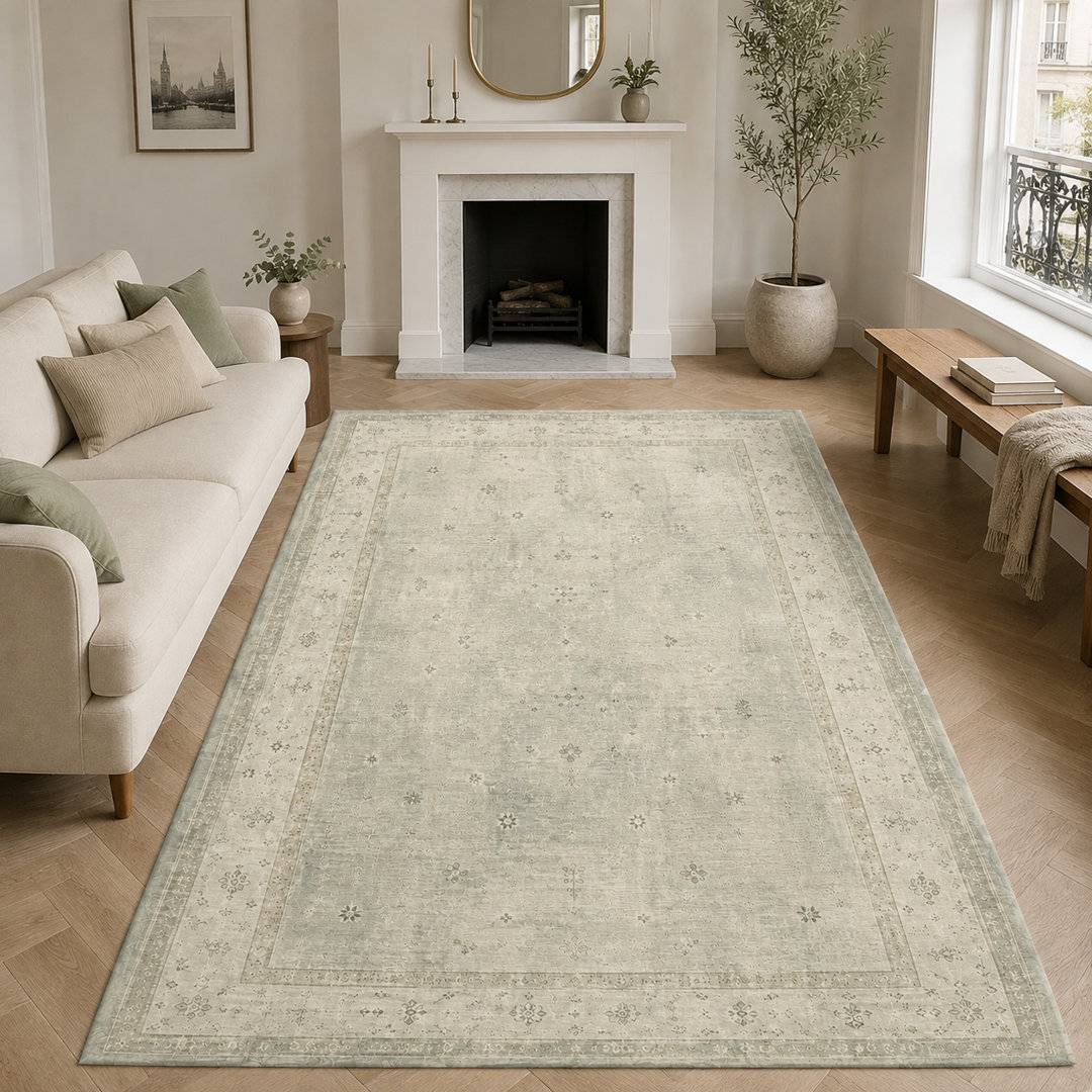 Brayden Studio Abstract Flatweave Area Rug Green cm