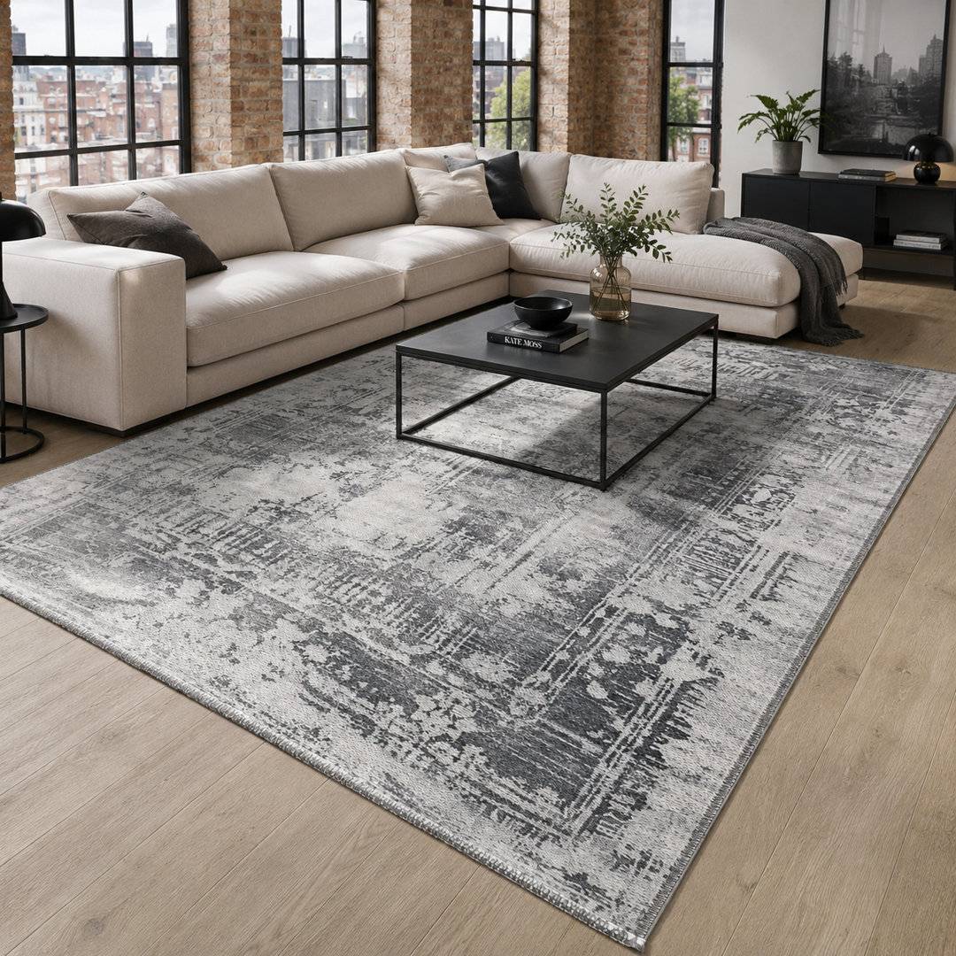 Brayden Studio Area Rug Grey, Silver cm