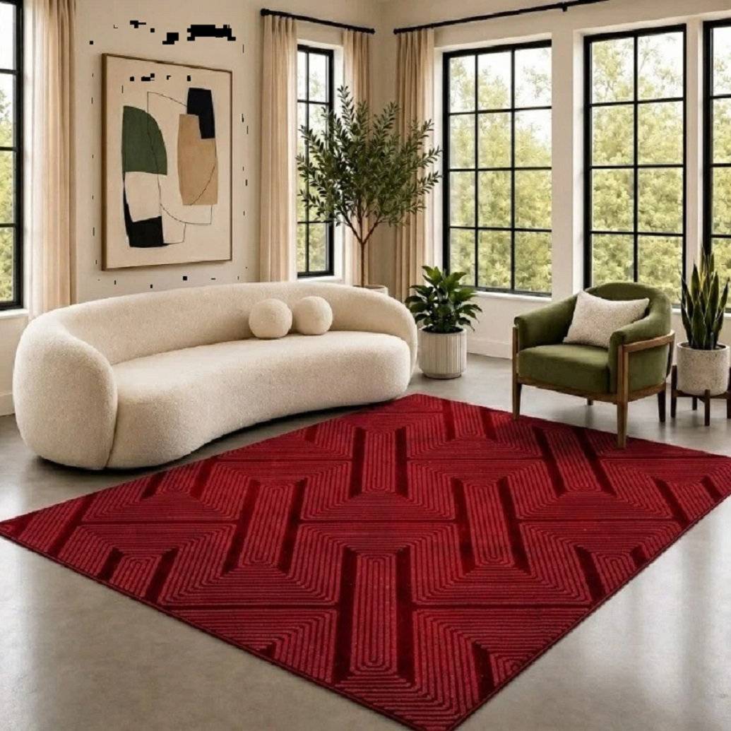Brayden Studio Geometric Area Rug Red cm