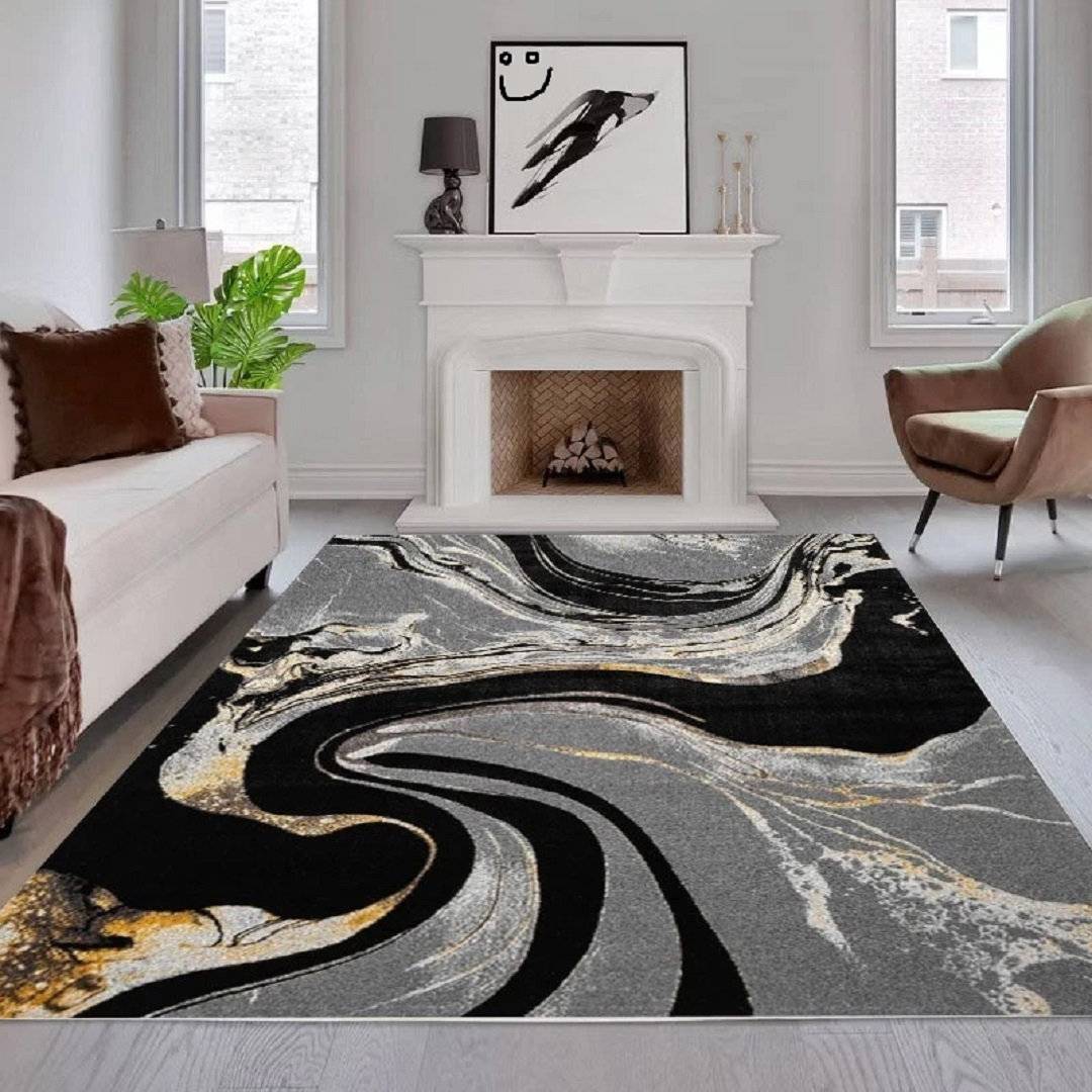 Brayden Studio Abstract Area Rug Yellow cm