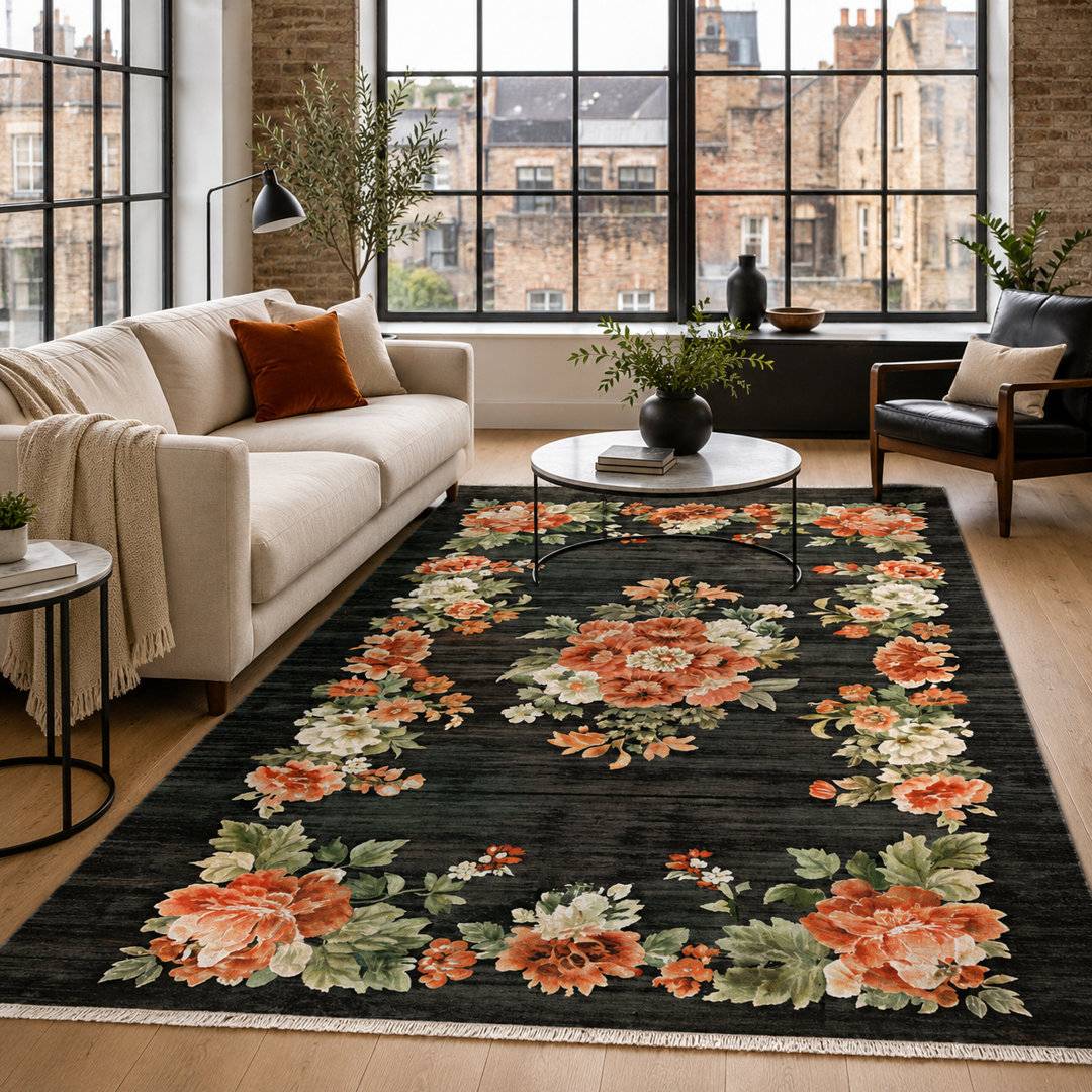 Brayden Studio Area Rug Graphite 200 cm Round Grey