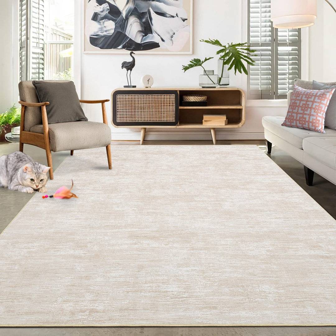 Brayden Studio Area Rug Light Rectangle 120 x 170 Beige cm