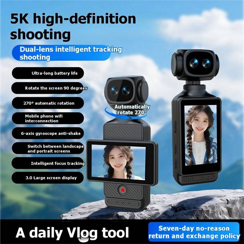 Caméra Vidéo Numérique 5K Double Objectif