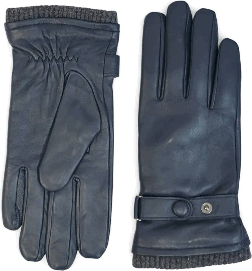 Gloves Touchscreen Ribbed Knit Cuffs - Blue